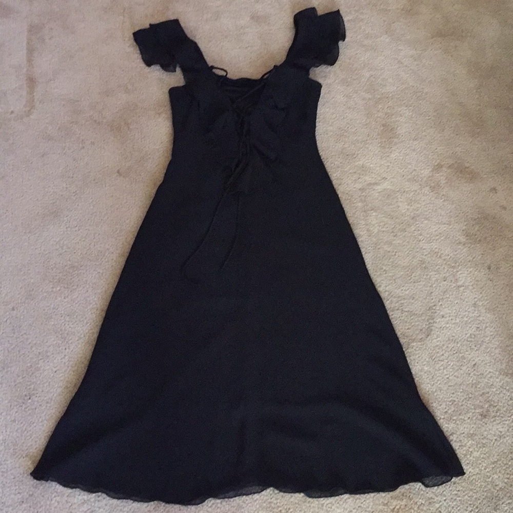 Black ruffle dress.
